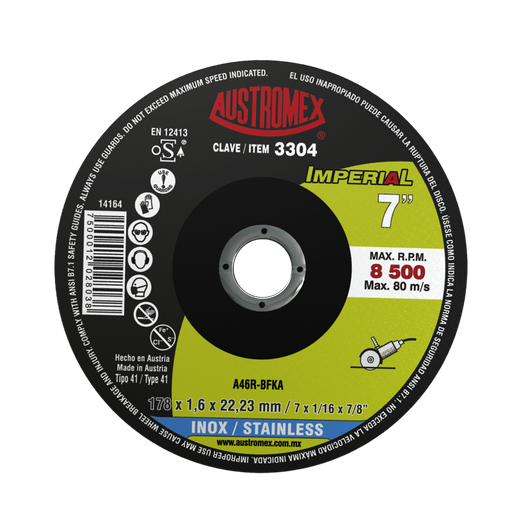[AU613DC3304] DISCO PLANO AUSTROMEX P/CORTE INOXIDABLE 7" (3304)(H)
