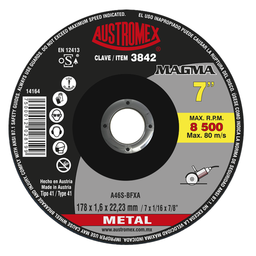 [AU618DC3842] DISCO PLANO AUSTROMEX P/CORTE METAL 7" (3842)(H)