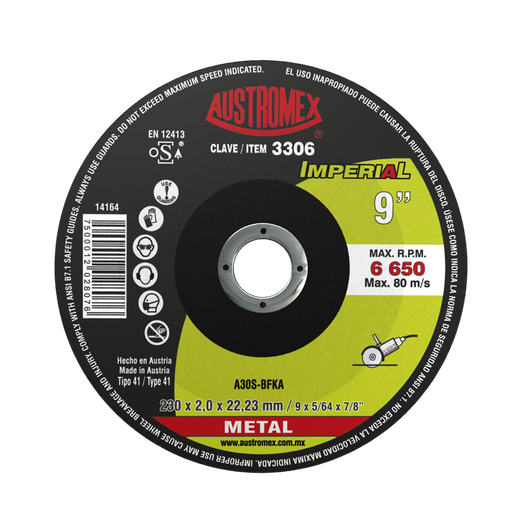 [AU614DC3306] DISCO PLANO AUSTROMEX P/CORTE METAL 9" (3306)(H)