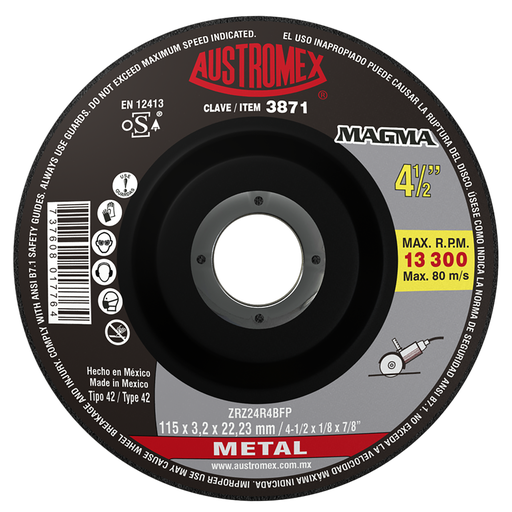[AU048BDCM3871] DISCO CAZUELA AUSTROMEX P/CORTE METAL 4-1/2" (3871)(H)
