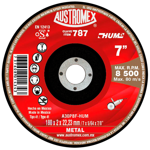 [AU081DCM0787] DISCO PLANO AUSTROMEX P/CORTE METAL 7" (787)(H)