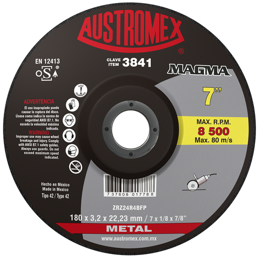 [AU052BDCM3841] DISCO CAZUELA AUSTROMEX P/CORTE METAL 7" (3841)(H)