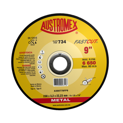 [AU092DCM0734] DISCO PLANO AUSTROMEX P/CORTE METAL 9" (734)(H)