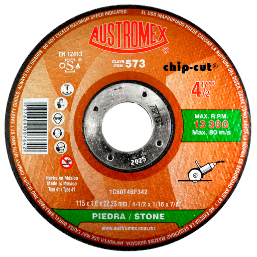 [AU135DCP0573] DISCO PLANO AUSTROMEX P/CORTE PIEDRA 4-1/2" (573)(H)