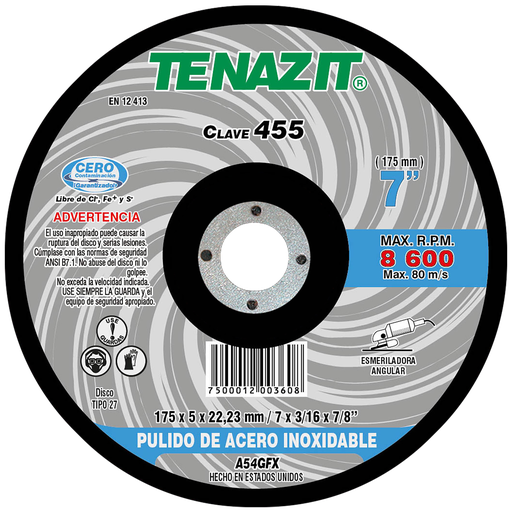 [AU032DDINX0455] DISCO CAZUELA AUSTROMEX P/DESBASTE-PULIDO 7" (455)