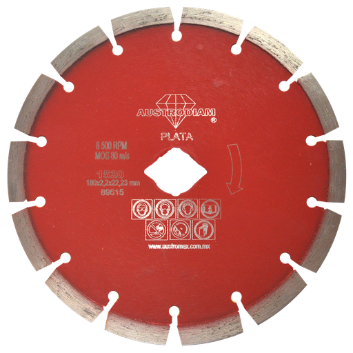 [AU530DDC1520] DISCO DIAMANTE AUSTROMEX RIN SEGMENTADO P/CANTERA 7" PLATA (1520)(H)