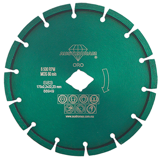 [AU525DDG0853] DISCO DIAMANTE AUSTROMEX RIN SEGMENTADO P/GRANITO 7" ORO (853)(H)