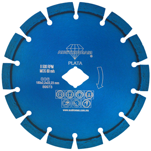 [AU490DDD0806] DISCO DIAMANTE AUSTROMEX RIN SEGMENTADO USO GENERAL 7" PLATA (806)(H)