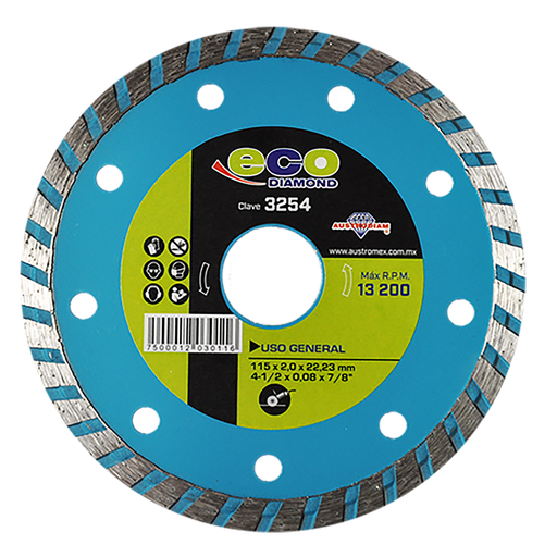 [AU509DDA3254] DISCO DIAMANTE AUSTROMEX TURBO USO GENERAL 4-1/2" (3254)(H)