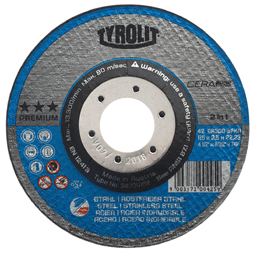 [AU626DD4270] DISCO PLANO AUSTROMEX P/CORTE METAL-INOXIDABLE 4-1/2" (4270)(H)