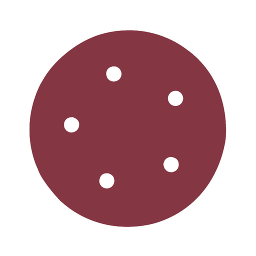 [FAADB73541] DISCO C/VELCRO 5" FANDELI B080 C/5 PERFORACIONES GRANO 80 ROJO (73541)(H)