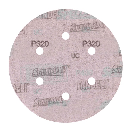 [FAADB73188] DISCO C/VELCRO 6" FANDELI B080 C/6 PERFORACIONES GRANO 320 ROJO (73188)(H)