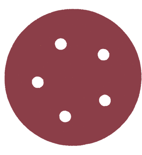 [FAADB73548] DISCO C/VELCRO 5" FANDELI B080 C/5PERFORACIONES GRANO 400 ROJO (73548)(H)