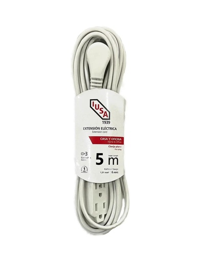 [IUE1619341] IUSA EXTENSIÓN DOMÉSTICA POLARIZADA BLANCA CLAVIJA 90° 5M (619341)(E)