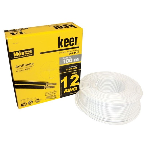 [ESLECPO340504] KEER CABLE POT 12 BLANCO 100M (4050)