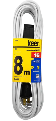 [ESLECEXD08M2426] KEER EXTENSIÓN DOMÉSTICA 2X16 BLANCA 8M (2426)(E)