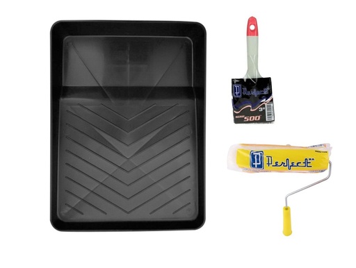 [PFR495K] KIT FERRETERO PERFECT ECONÓMICO CHAROLA, BROCHA, RODILLO