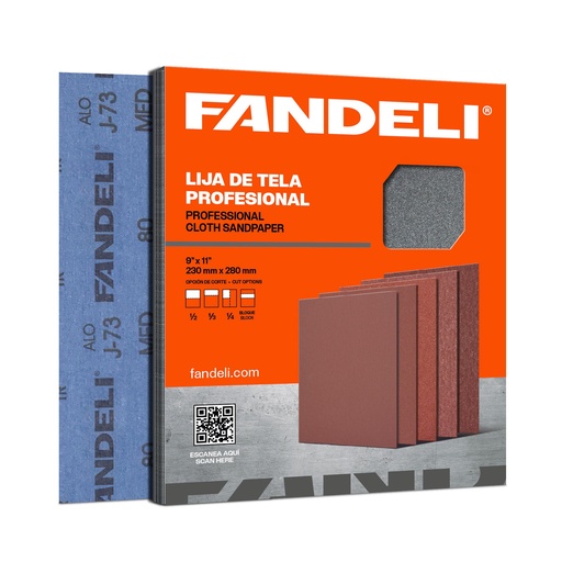 [FALE-EG] PAQUETE C/25 PIEZAS LIJA FANDELI ESMERIL EXTRA GRUESA (08714) 