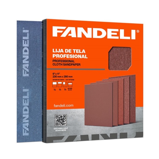 [FALO120] PAQUETE C/50 PIEZAS LIJA FANDELI OXALUM ROJA J-86 GRANO 120 (00075) 