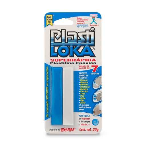[KOLA-PSR] PLASTILOKA AZUL 20GR SÚPER RAPIDA C/10PZ ($20.80 X PZ) (H)   