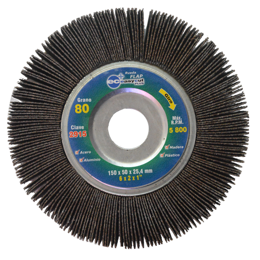 [AU389RFE2915] RUEDA FLAP AUSTROMEX C/CENTRO METÁLICO 6" GRANO 80 (2915)(H)