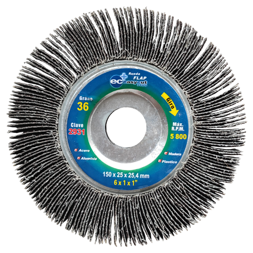 [AU387ARFE2931] RUEDA FLAP AUSTROMEX C/CENTRO METÁLICO 6" GRANO 36 (2931) (H)