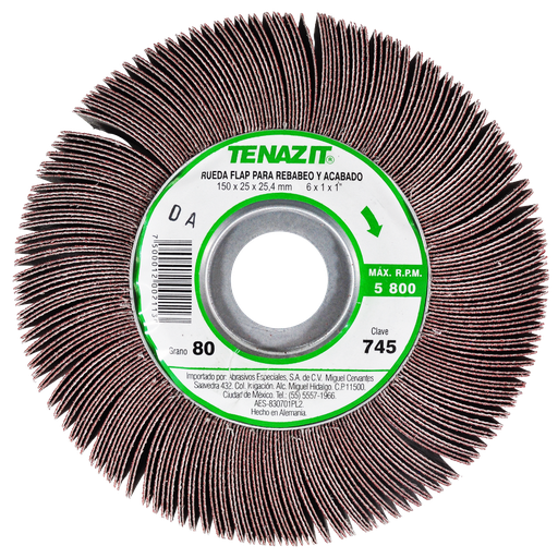 [AU379RFP0745] RUEDA FLAP PREMIUM AUSTROMEX C/CENTRO METÁLICO 6" GRANO 80 (745)(H)