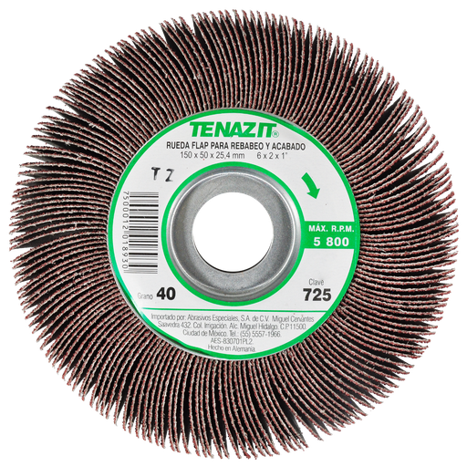 [AU381RFP0725] RUEDA FLAP PREMIUM AUSTROMEX C/CENTRO METÁLICO 6" GRANO 40 (725)(H)