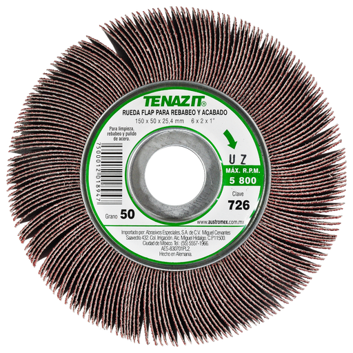 [AU382RFP0726] RUEDA FLAP PREMIUM AUSTROMEX C/CENTRO METÁLICO 6" GRANO 50 (726)(H)