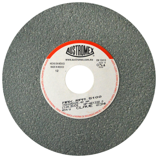 [AU174RAV0234] RUEDA ABRASIVA AUSTROMEX P/ESMERILAR-AFILAR 6" GRANO 120 (234)(H)