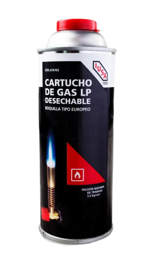 [IU-DSXGEU12] IUSA CARTUCHO DE GAS P/SOLDAR C/VÁLVULA ROSCADA EURO E-12 450ML (616103)