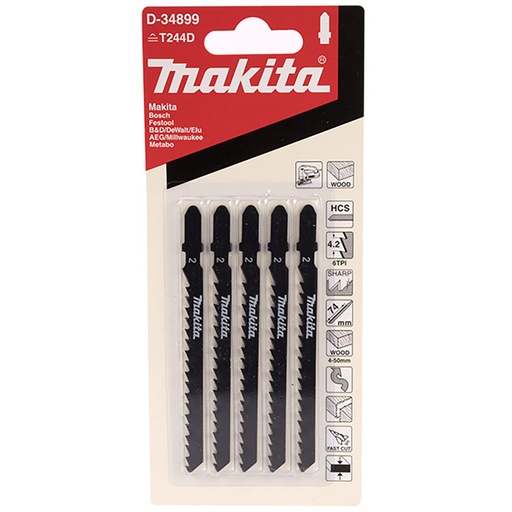 [MKTSEGT-D-34899] SEGUETA P/CALADORA MAKITA P/MADERA CORTE RÁPIDO CURVO (B17) T244D C/5PZ (D-34899)