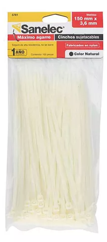 [SNCUT378-5781] CINCHOS PLÁSTICOS SANTUL 3.6MM X 150MM NATURAL C/100PZ (5781)
