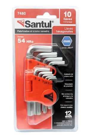 [SNLLVALNC7480] JUEGO SANTUL DE LLAVES ALLEN CORTAS MILIMÉTRICAS C/10PZ (7480)
