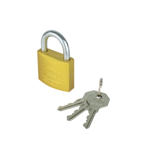 [PHCA0GLM176] CANDADO PHILLIPS 102 HIERRO GANCHO CORTO DORADO BLISTER (MX7176)(H)