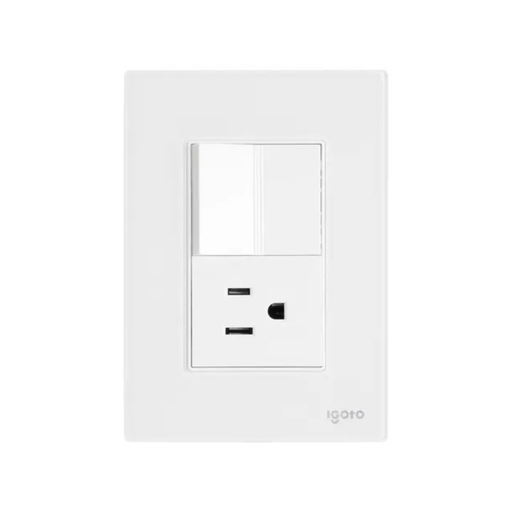 [IGOINOXCRIS1002] IGOTO PLACA ARMADA BLANCA C/1 APAGADOR + 1 CONTACTO DE 1 MÓDULO (CRIS1002)(E)