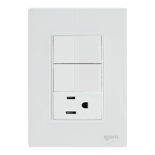 [IGOINOXCRIS1009] IGOTO PLACA ARMADA BLANCA C/2 APAGADORES SENCILLOS + 1 CONTACTO DE 1 MÓDULO (CRIS1009)(E)