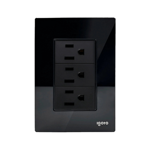 [IGOINOXCRIS2004] IGOTO PLACA ARMADA NEGRA C/3 CONTACTOS DE 1 MÓDULO (CRIS2004)(E)